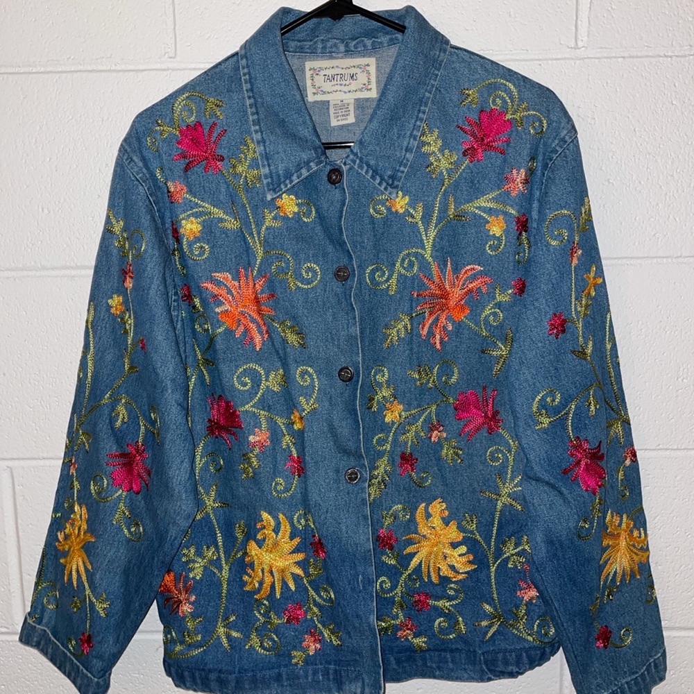 embroidered denim shirt